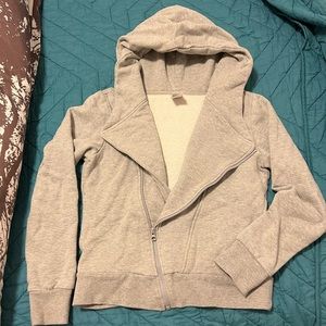 North Face women’s grey moto zip hoodie, grey.